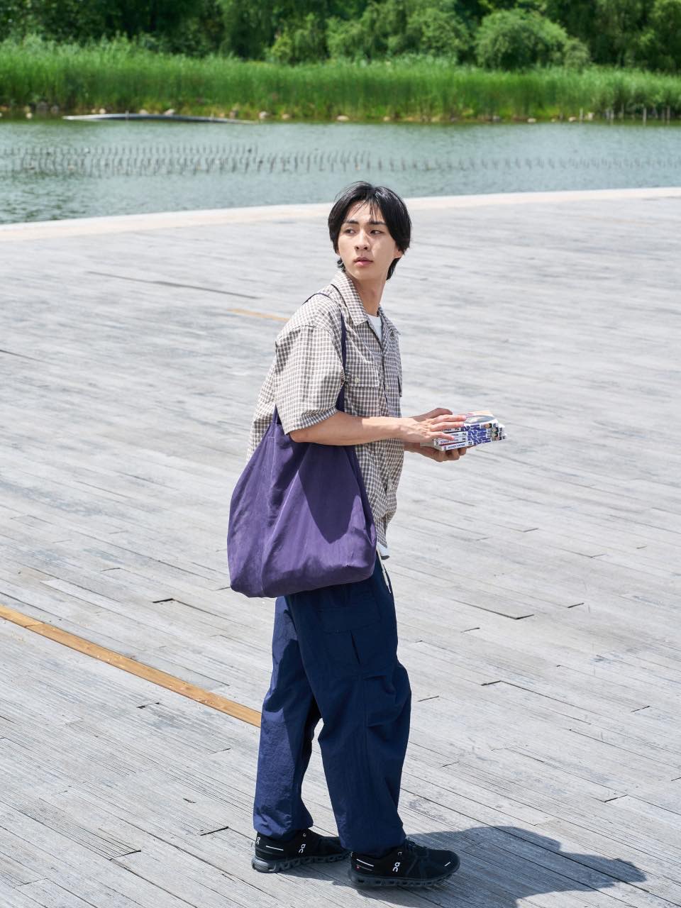 Light Cargo String Pants (Navy)