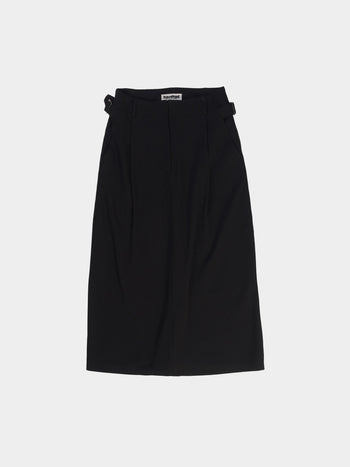 (W)Belted Flow Maxi Skirt (Black)