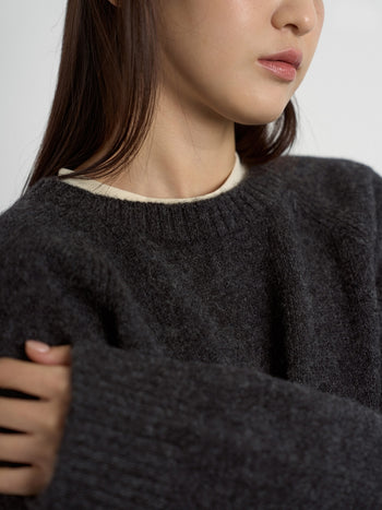 Shaggy Dog Round Knit (Charcoal)