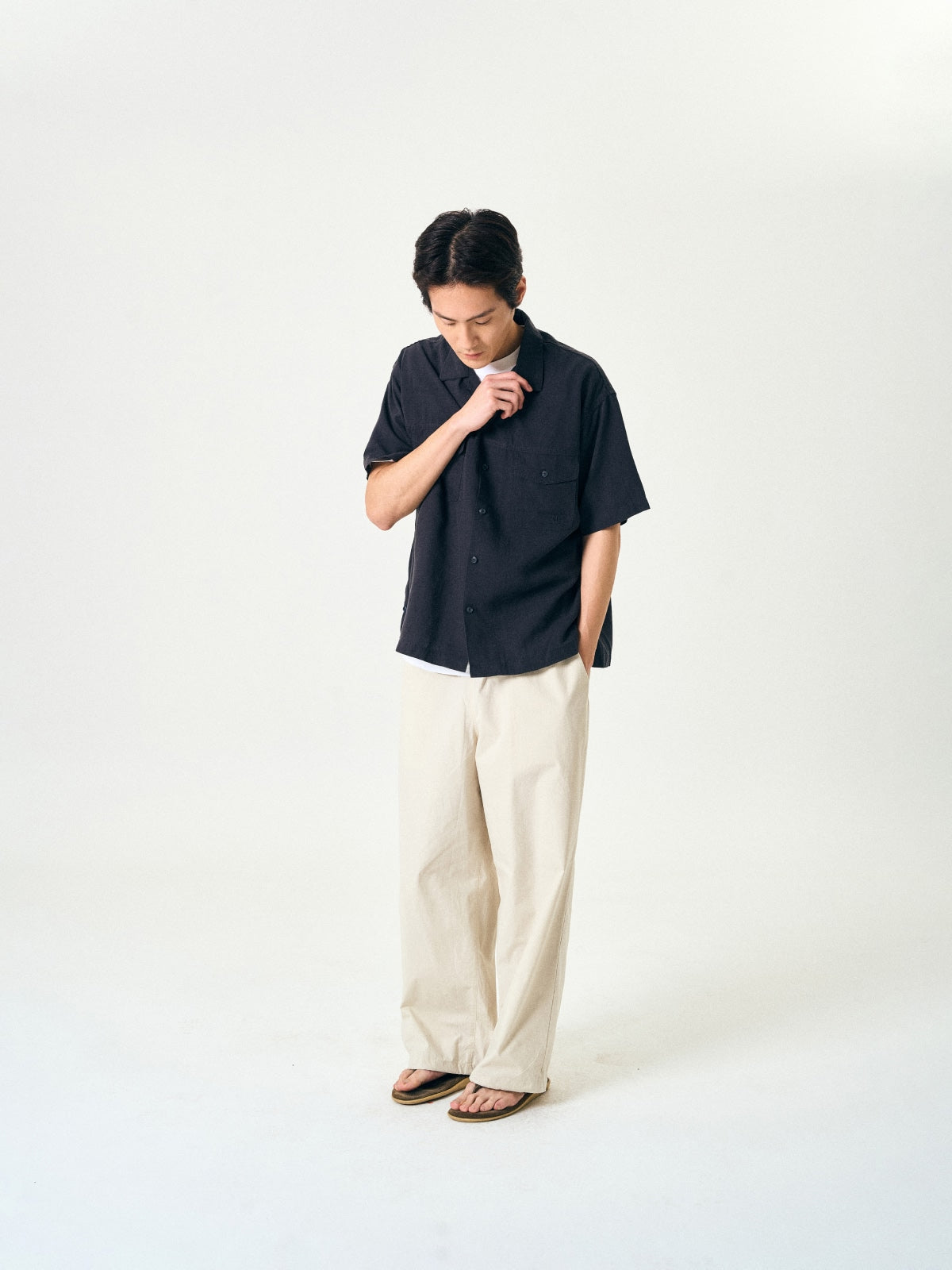 Double Pocket Slub Shirts (Navy)