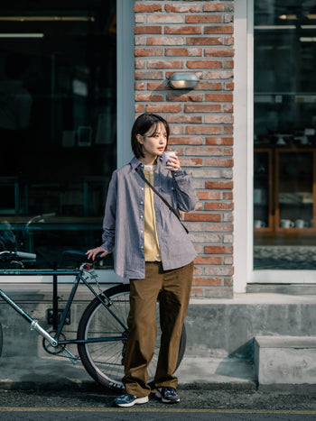 One Pocket Stripe Shirts (Blue Gray)