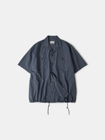 Open Collar Check Shirts (Navy)
