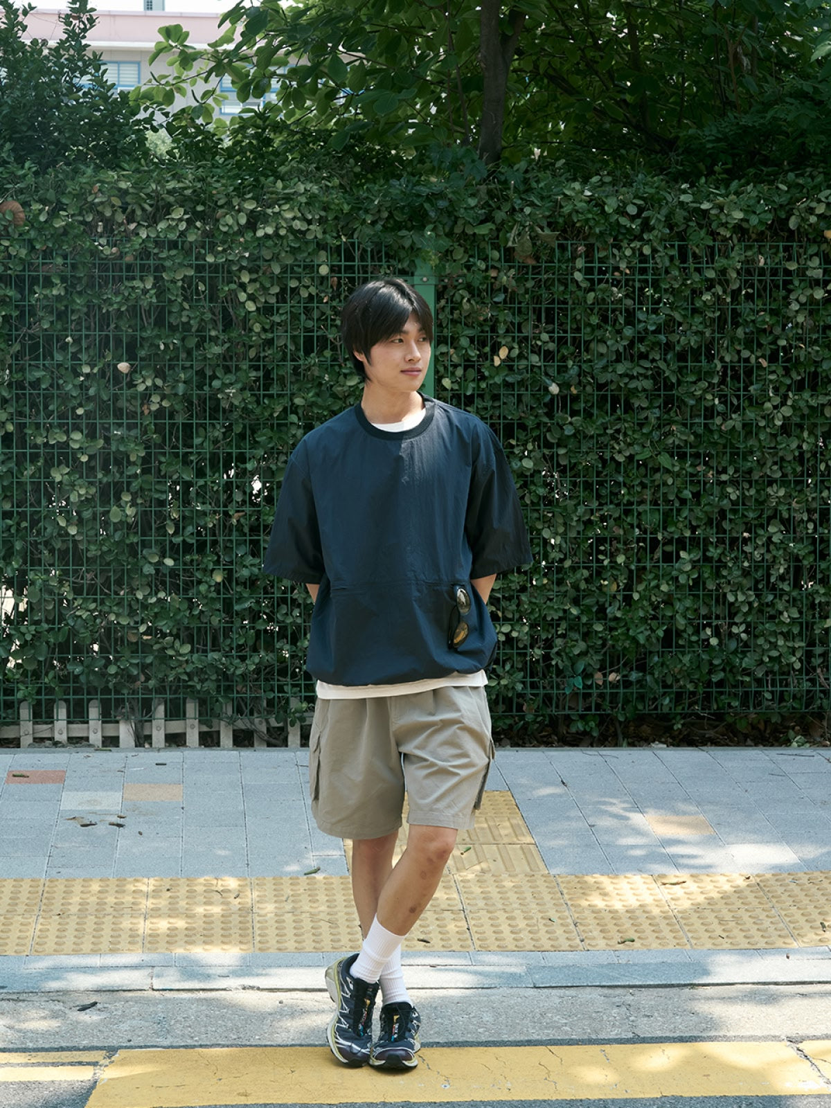 Pocket Volume String Half Tee (Navy)