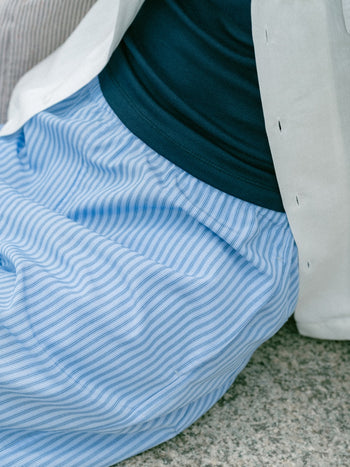 Easy Stripe Banding Pants (Stripe Blue)