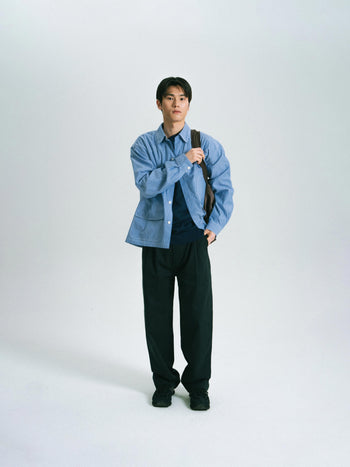 Field Pocket Shirt Jacket (Stripe Blue)