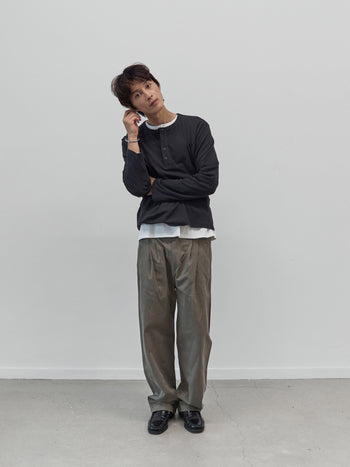 Henley Neck Long Sleeve T-Shirt (Charcoal)