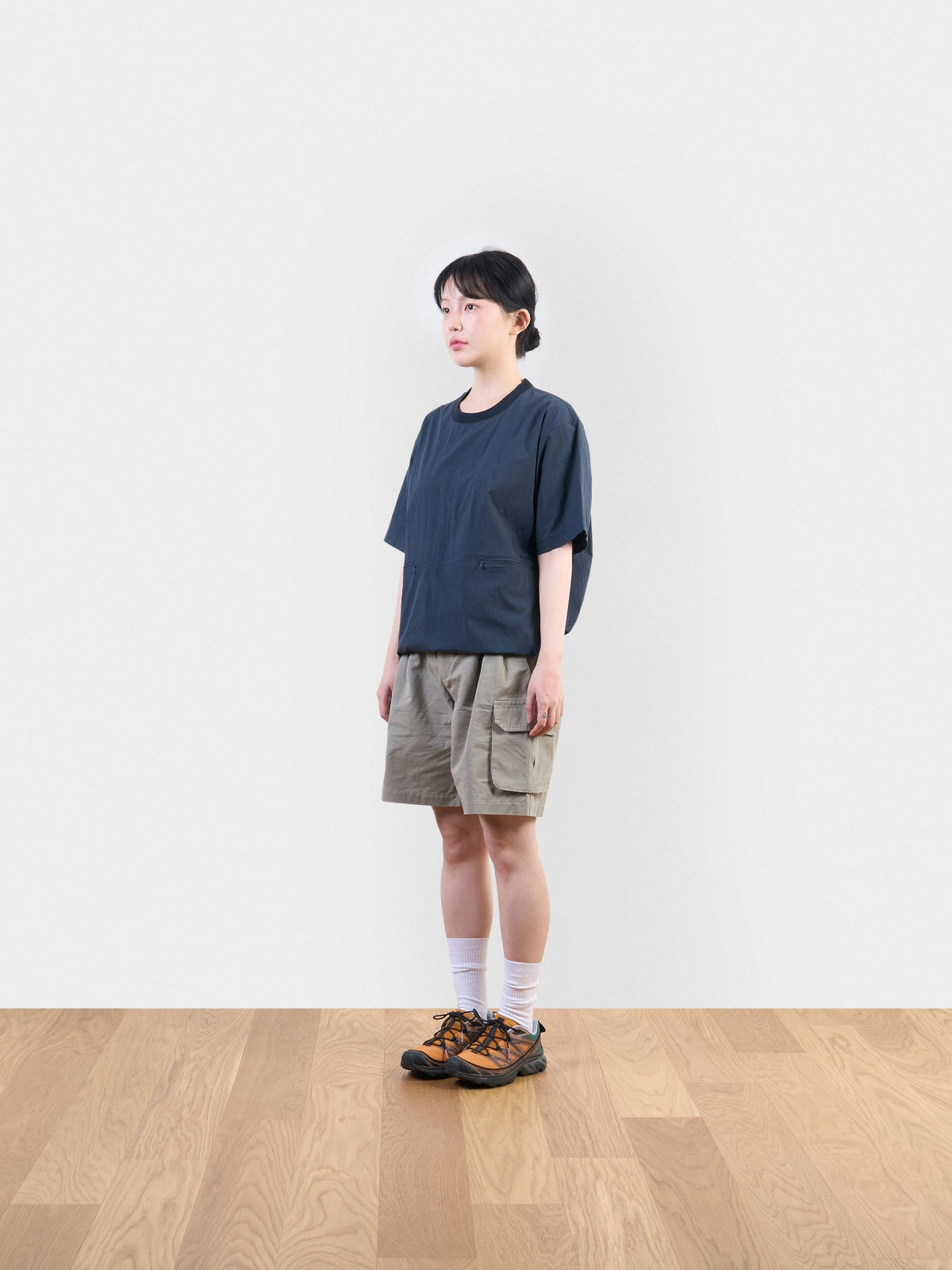 Utility Pin-tuck Cargo Shorts (Light Olive)