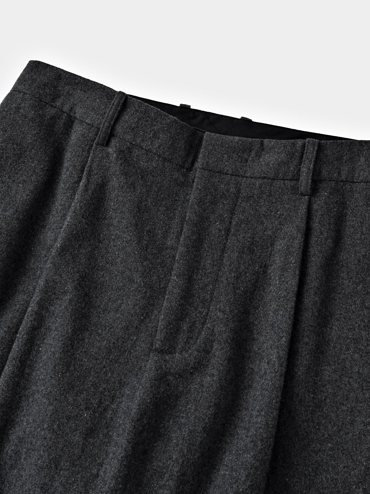 City Light Wool Pin-tuck Trouser (Charcoal)