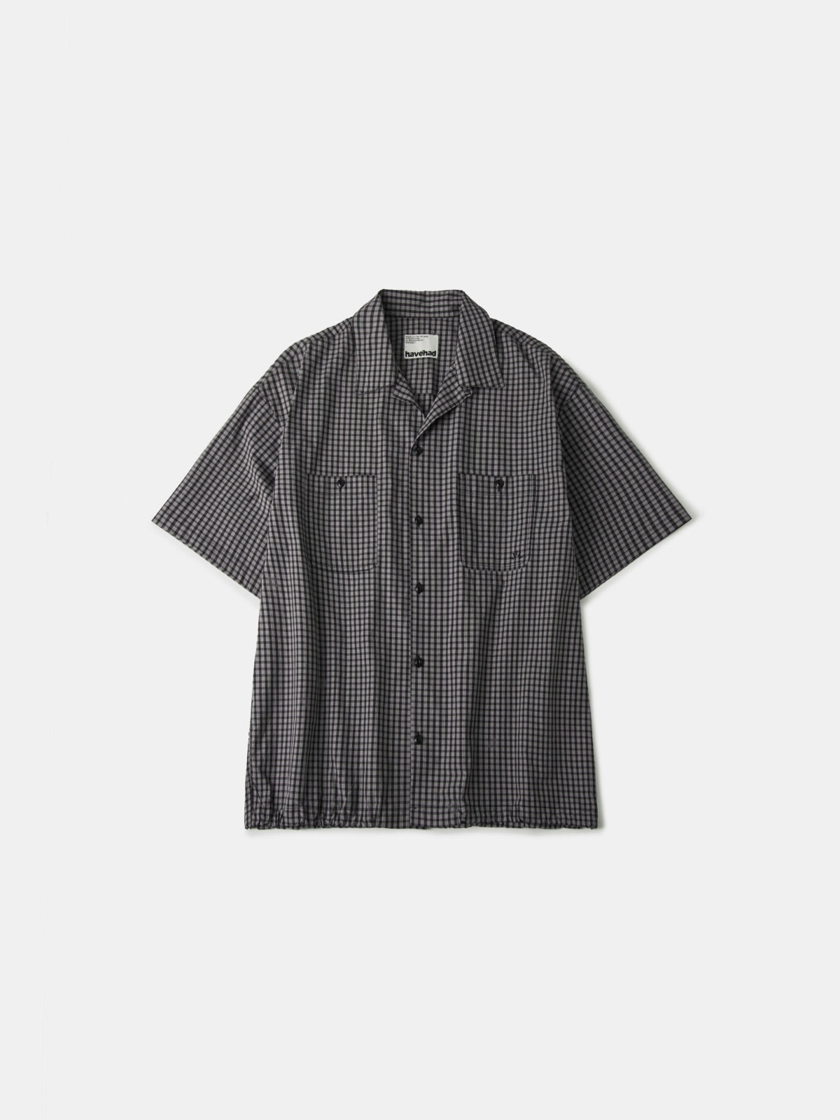 Open Collar Check Shirts (Charcoal)