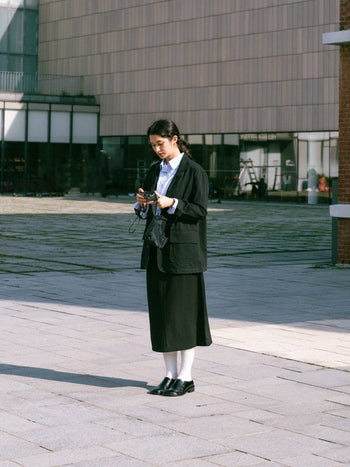 (W)Belted Flow Maxi Skirt (Black)