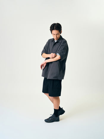 Hidden Type Half Sleeve Shirts (Navy)
