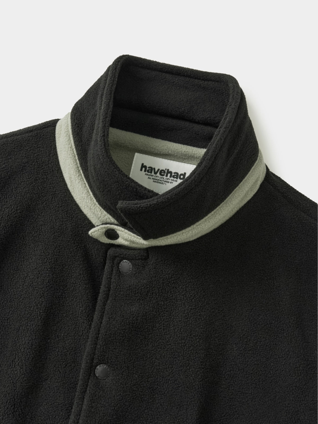 Two-tone Strap Fleece Jacket (Black)