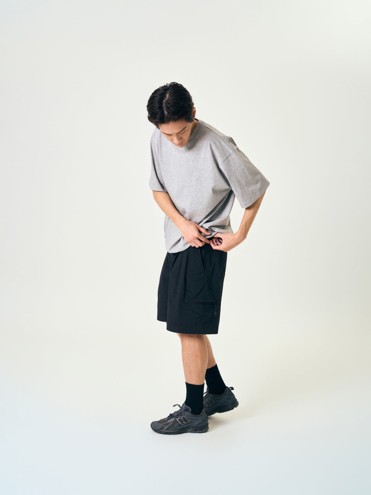 Relaxed Half String Tee (Melange Gray)