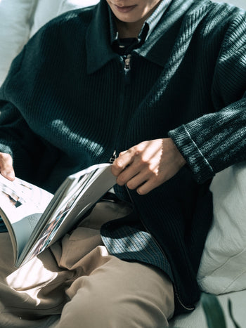 2way Zip-up Cardigan (Blue)