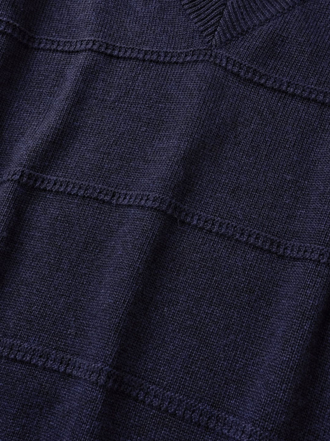 Cable Stripe V-Neck Knit (Navy)