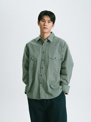 Classic Check Western Shirts (Olive Green)