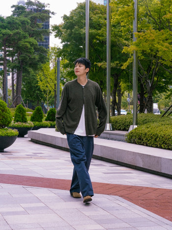 Office Belted Pin-tuck Pants (Blue Gray)