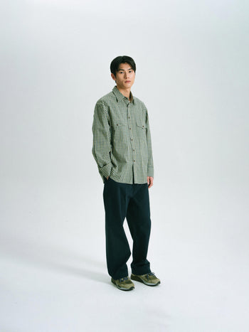 Classic Check Western Shirts (Olive Green)