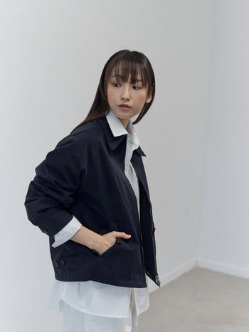 Glen Cotton Drizzler Jacket (Navy)