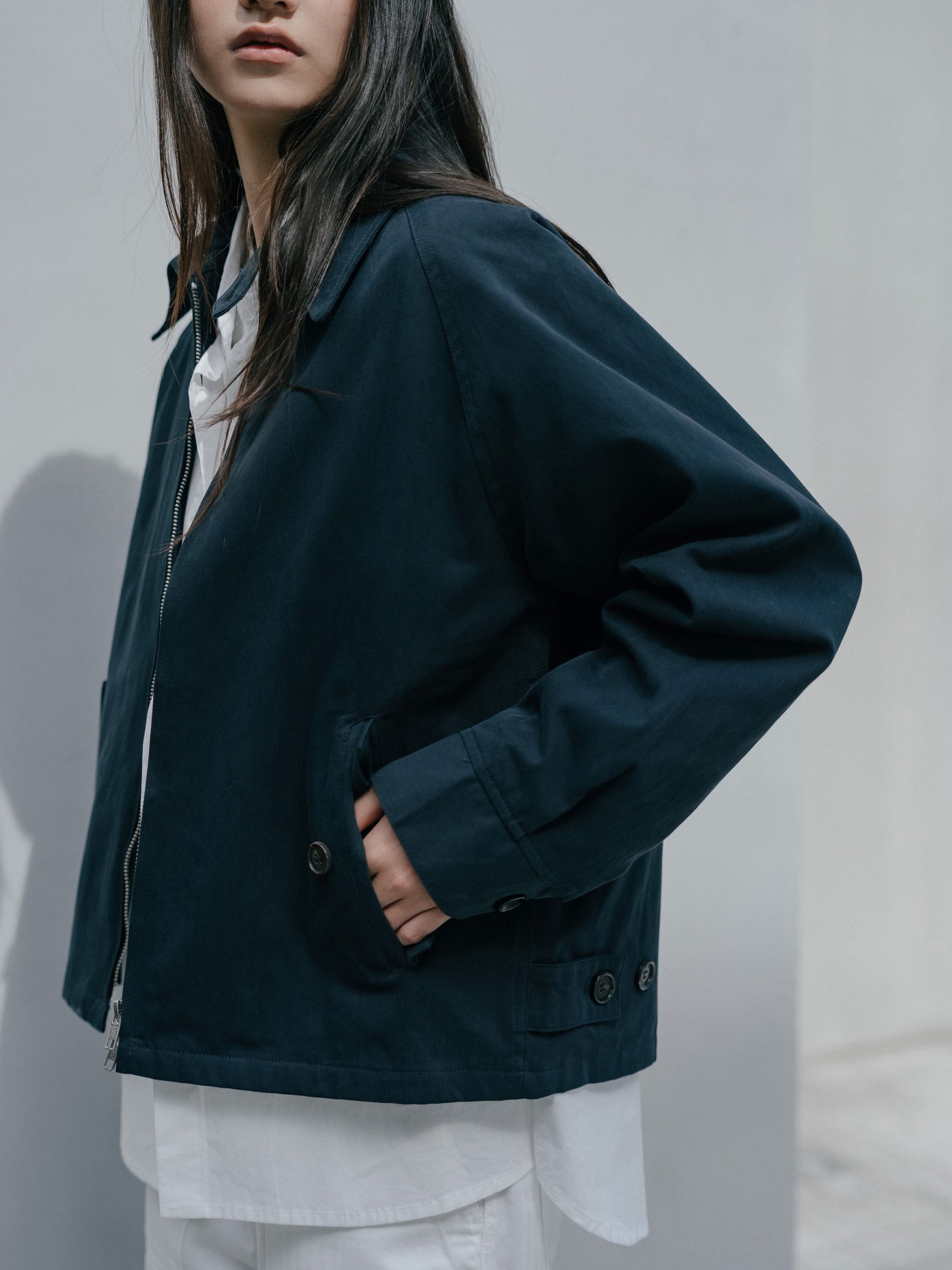 Glen Cotton Drizzler Jacket (Navy)
