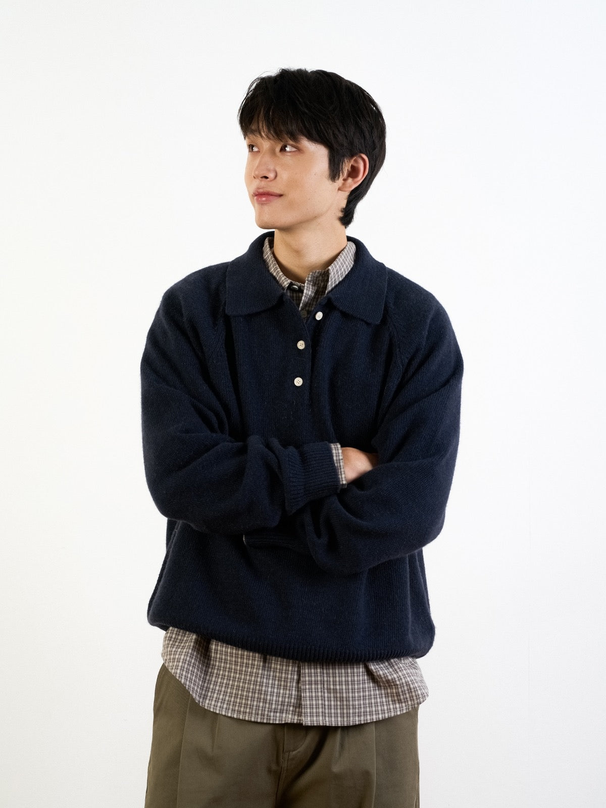 Yak Wool Collar Knit (Navy) | Havehad