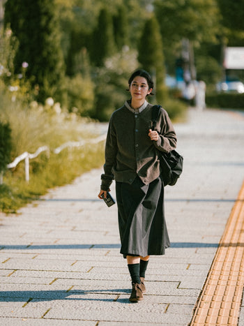 (W)Relaxed Flare Chino Skirt (Black)