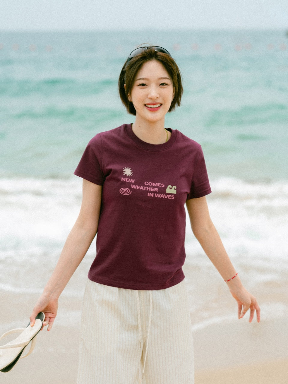 Weather in Waves Tee (Merlot)