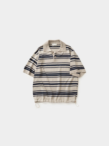 Airy Cotton Collar Knit (Stripe Ivory)