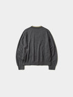 Layered Wool Crew Knit (Charcoal-Olive)