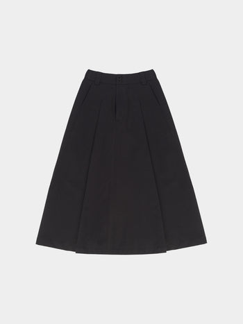 (W)Relaxed Flare Chino Skirt (Black)