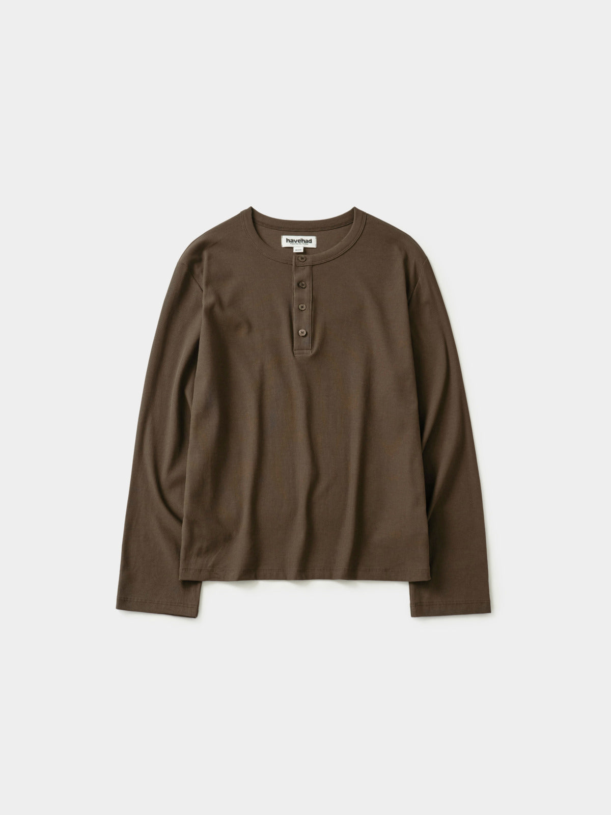 Henley Neck Long Sleeve T-Shirt (Brown)