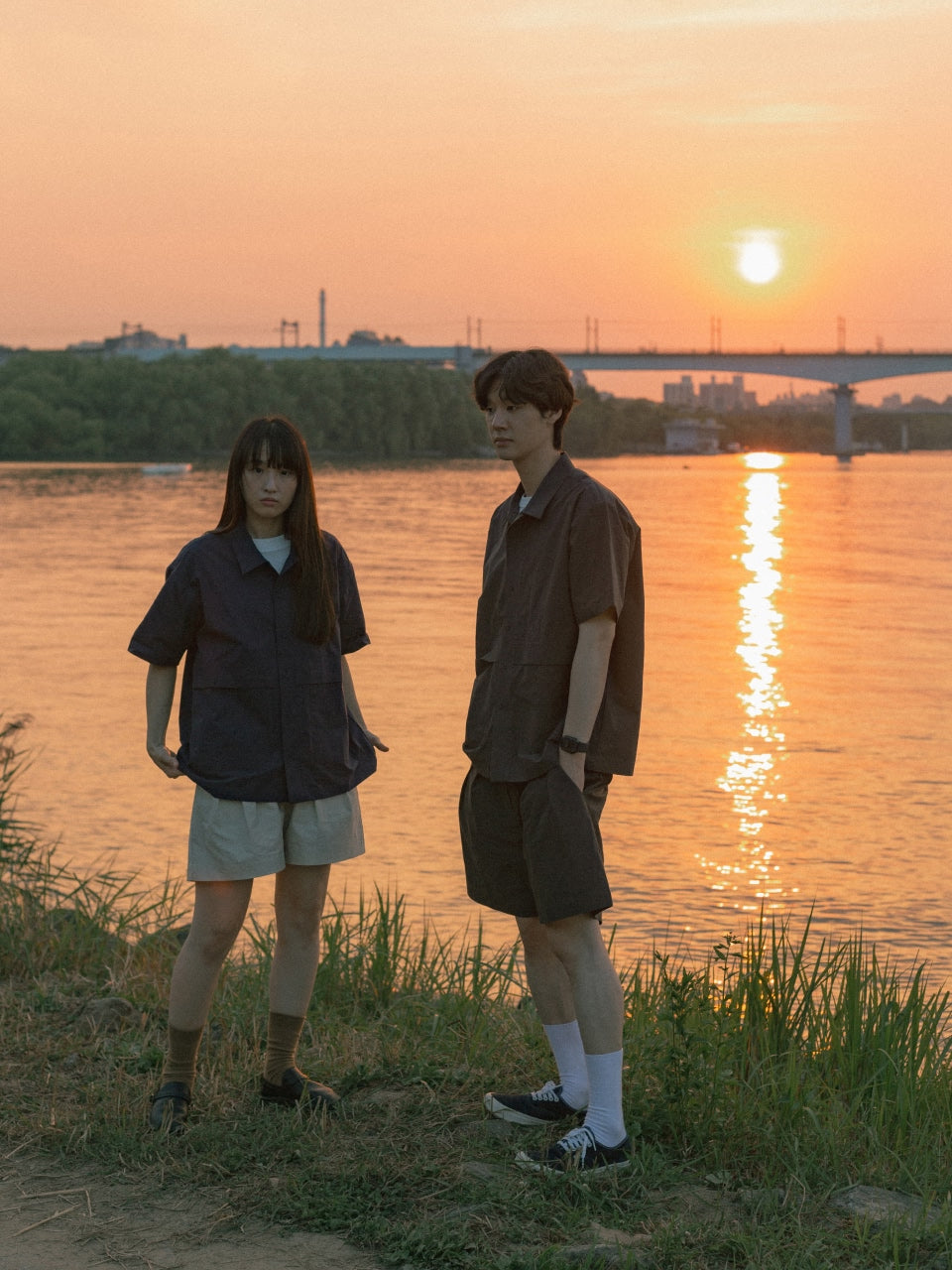 City Summer Light Half Shirts (Charcoal)