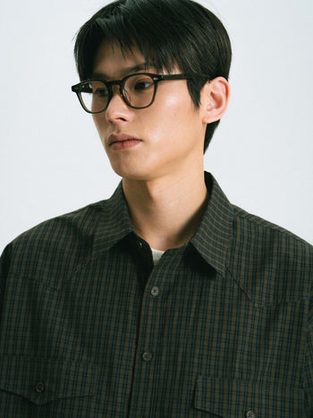 Classic Check Western Shirts (Olive Green)