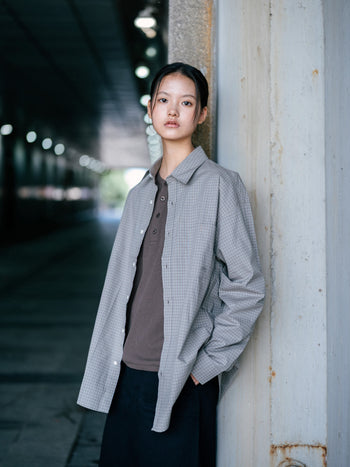 Henley Neck Long Sleeve T-Shirt (Brown)