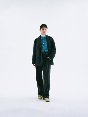City Wool Pin-tuck Trouser (Navy)