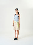 U-neck Sleeveless Top (Stripe Blue)