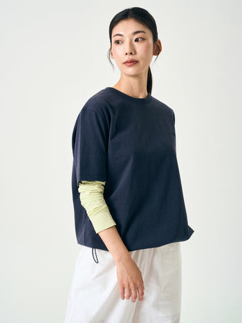 Relaxed Half String Tee (Navy)