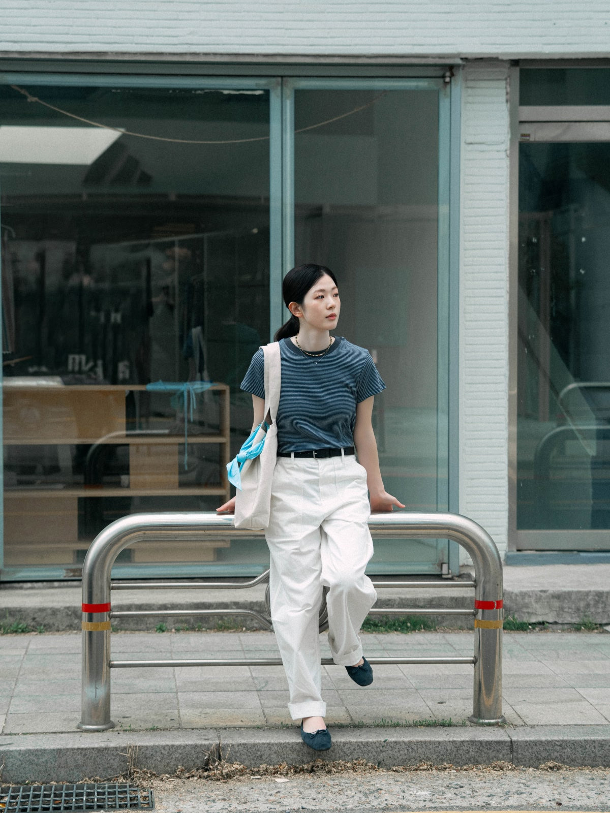 Classic Stripe Tee (Light Blue)
