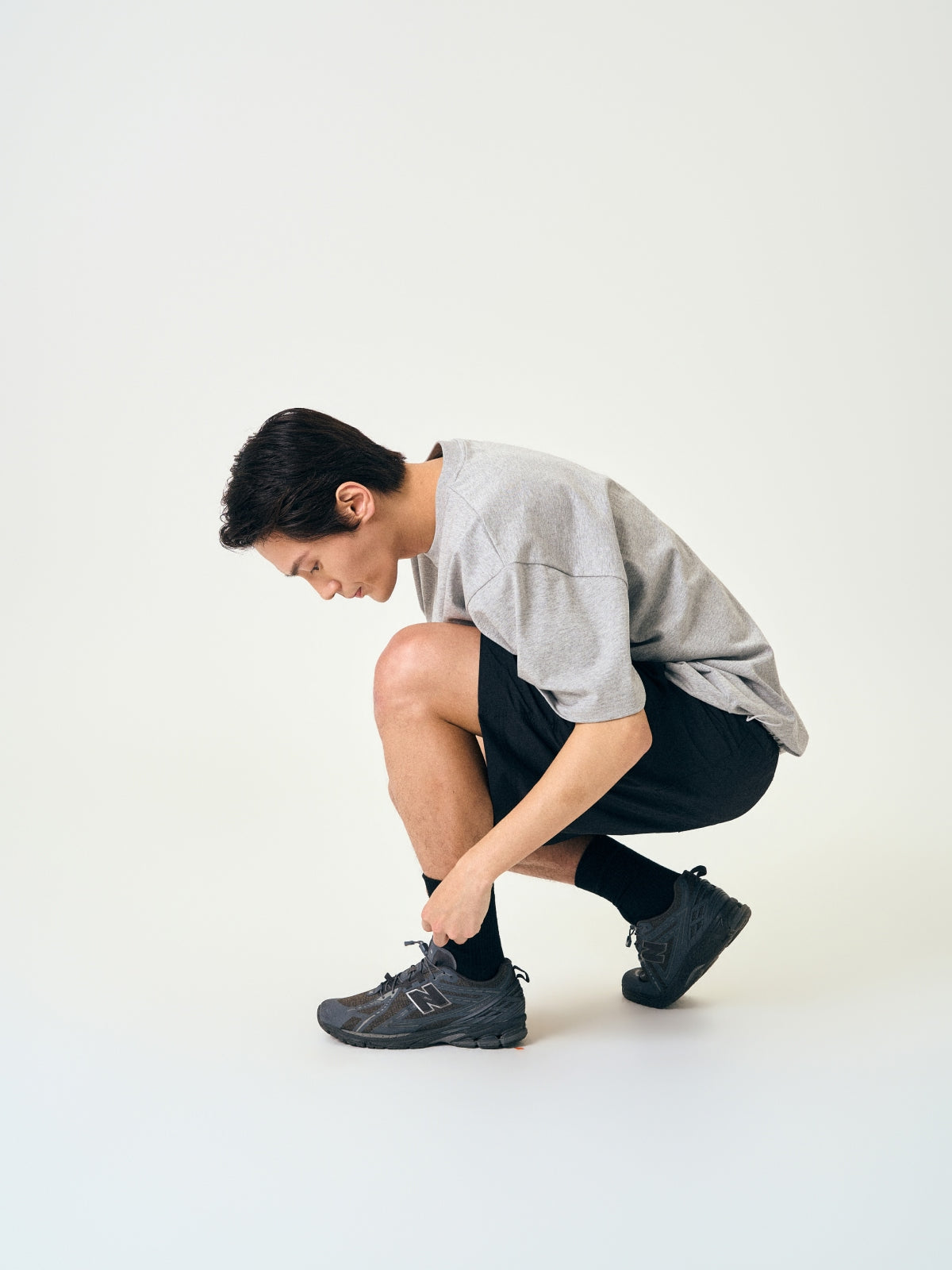Relaxed Half String Tee (Melange Gray)