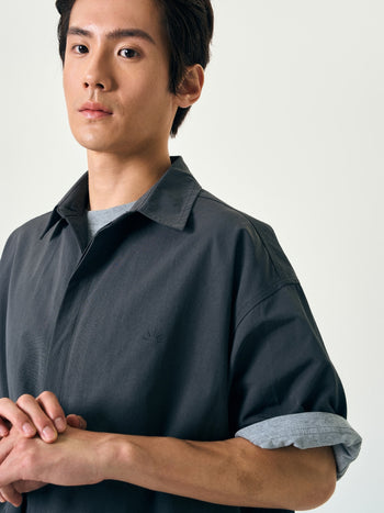 Hidden Type Half Sleeve Shirts (Charcoal)