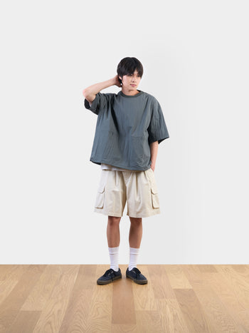 Pocket Volume String Half Tee (Charcoal)