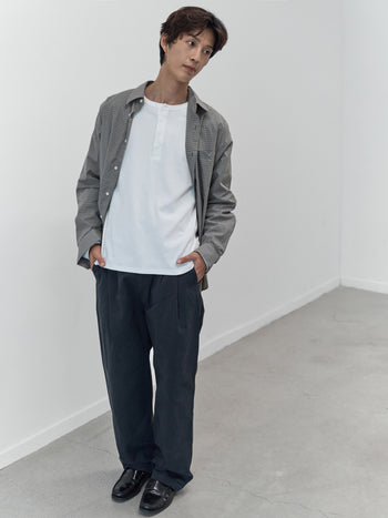 Henley Neck Long Sleeve T-Shirt (White)