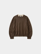 Layered Wool Round Knit (Brown-Ivory)
