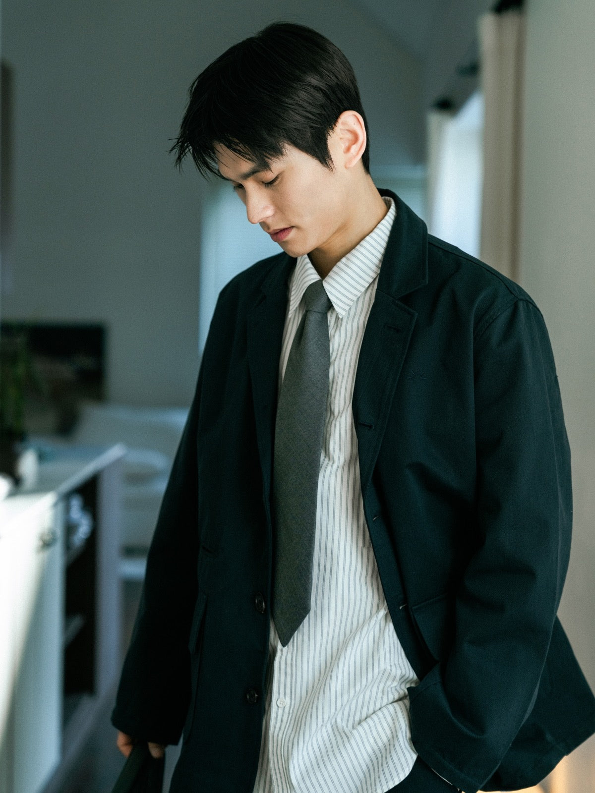 One Pocket Stripe Shirts (White)