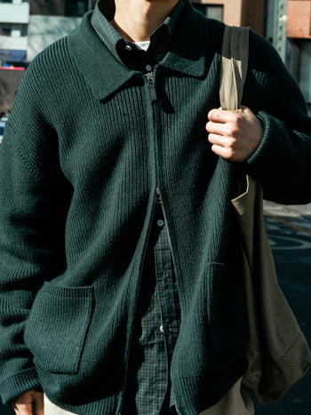 2way Zip-up Cardigan (Blue)