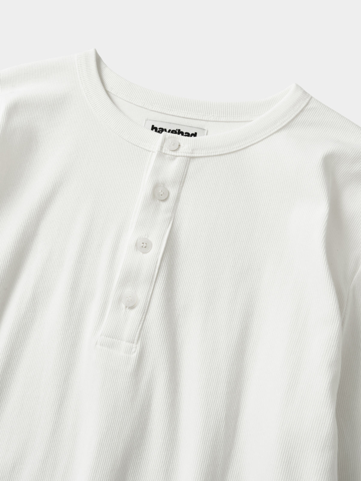Henley Neck Long Sleeve T-Shirt (White)