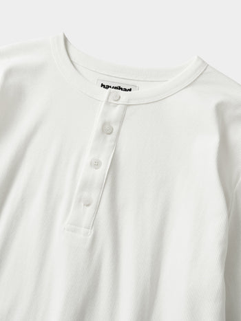 Henley Neck Long Sleeve T-Shirt (White)