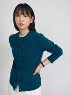 Soft Wool Round Cardigan (Blue Green)