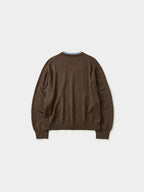 Layered Wool Crew Knit (Brown-Light Blue)