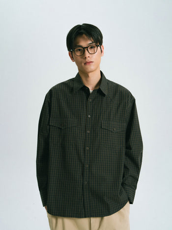 Classic Check Western Shirts (Olive Green)